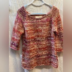 Zara Knit Multicolor Sweater Size Large – Chunky Textured Cotton Blend